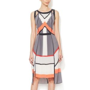 BCBGMaxAzria Gray and Orange Asymmetrical Dress